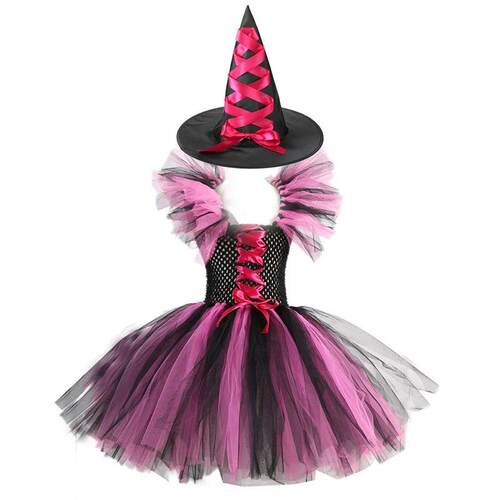 Purple Witch Costume Girls Disguise Halloween Cosplay Purim