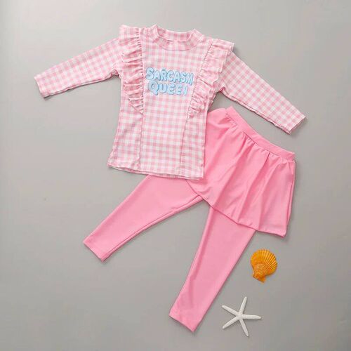 Girl Two Pieces Suit 3-11 Year Children Long Sleeve Skirt Sw