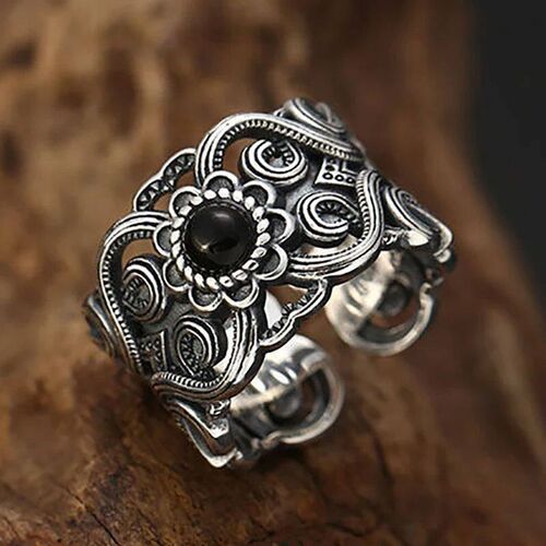 rendy New Style Hollow Zircon Flower Open Rings for Men Wome