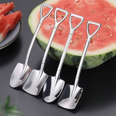 4Pcs Stainless Steel Shovel Spoons Cutlery Coffee Tea Spoon