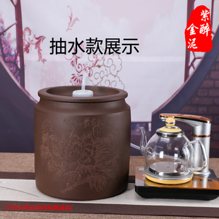 宜兴紫砂水缸带龙头陶瓷大号净水器储水罐无釉家用自助抽水水缸