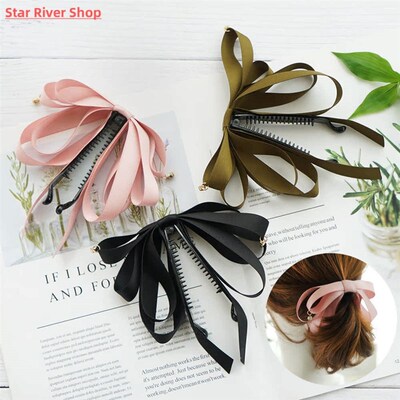 1Pcs /Set Korea Ribbon Bow Banana Clip Vertical Card Ponytai