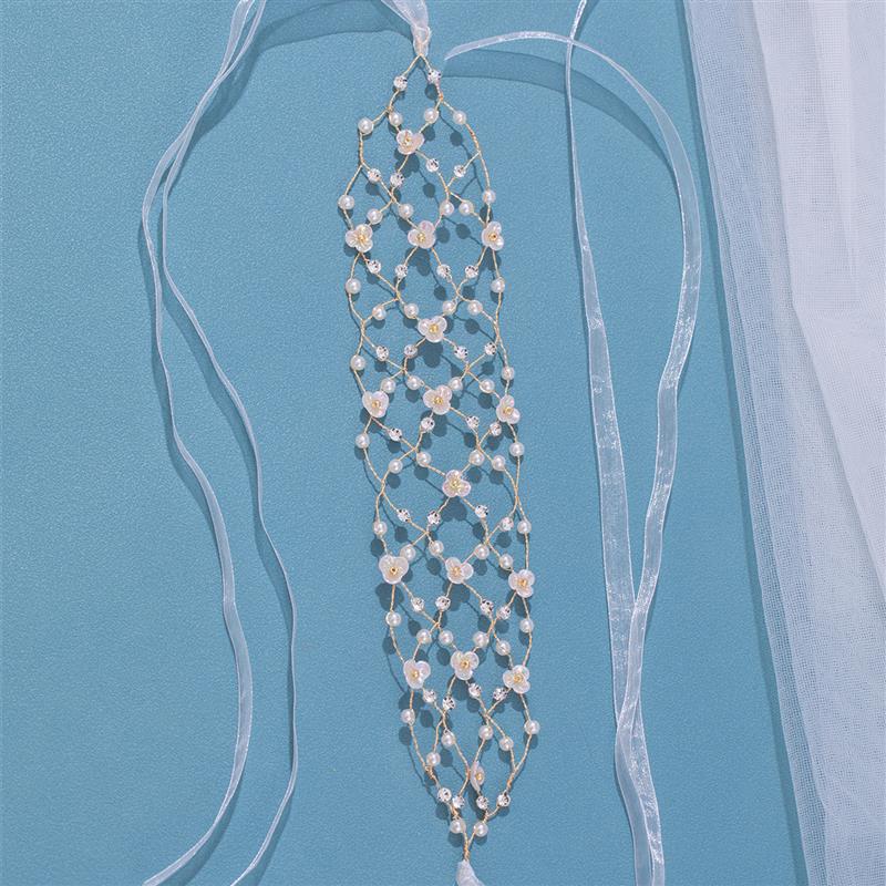 Pearl Headband Soft Chain Net Hairbands for Bride Wedding Pa图片