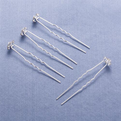 20Pcs Fashion Wedding Bridal Pearl Flower Clear Crystal Rhin