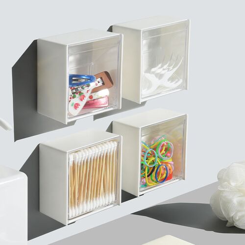Wall Mounted Flip Storage Box Punch-Free Transparent Adhesiv