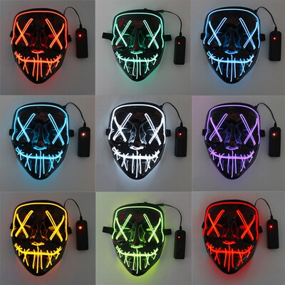 2pcs led light mask Halloween costume prop Scary Face mask