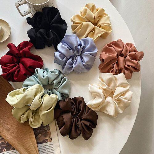 Women Silk Scrunchie Elastic Multicolor Hair Band tail Holde
