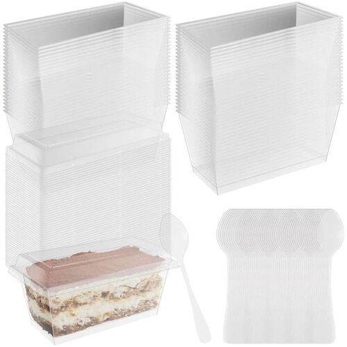 50 Pcs Dessert Cups with Lids and Spoons Clear Parfait Cups