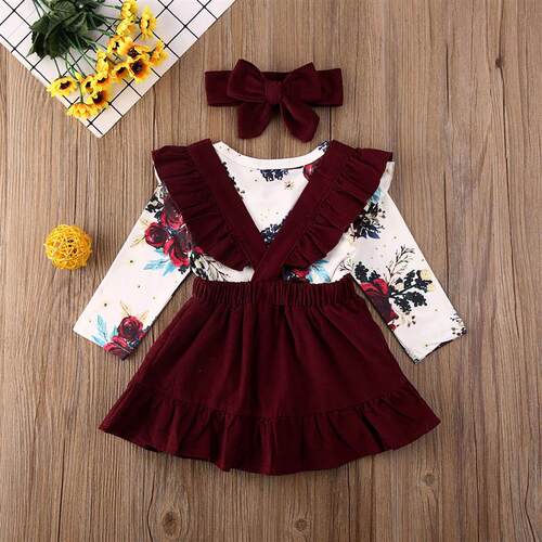 Citgeett Spring 3PCS Infant Baby Girl Floral Outfit Clothes