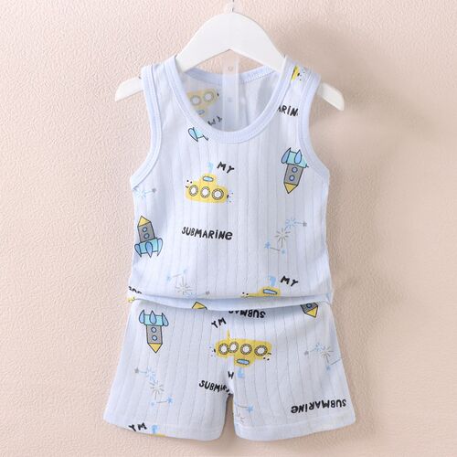New Summer Children Clothes Set Boys Girls Cartoon Thin Styl