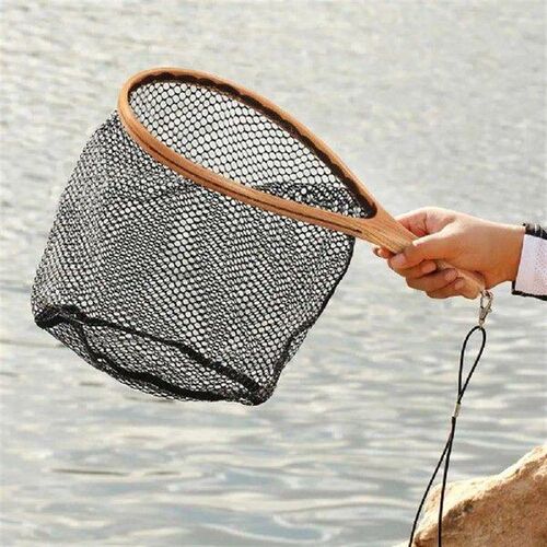 Fly Fishing Net Wooden Handle Portable Casting Network