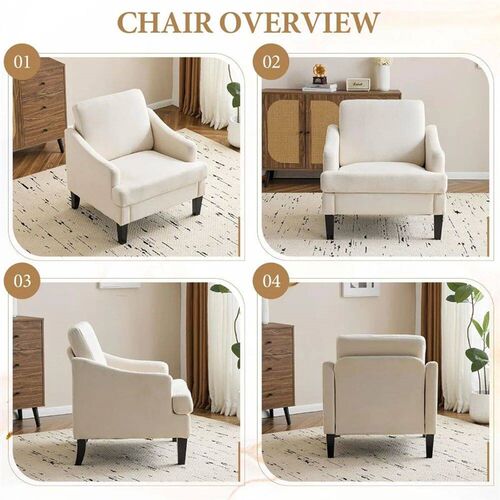 Modern Accent Chair, Upholstered Reading Armchair with Wood