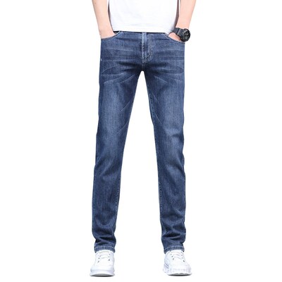 Summer Thin Jeans Mens Small Straight Slim-fit Young Stetch