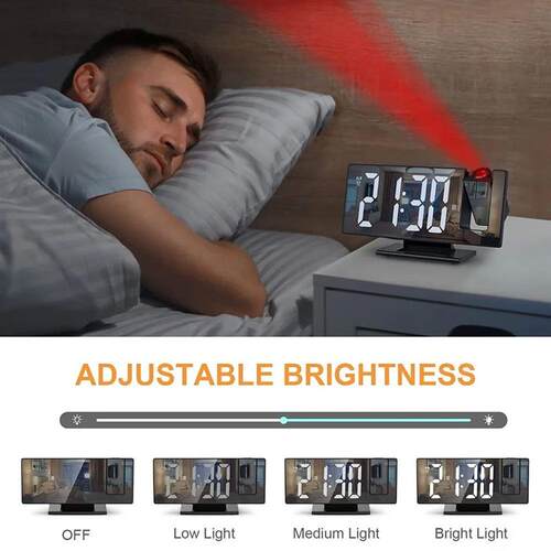 180 Arm Projection Alarm Clock Time Temperature USB Plug-i
