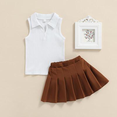 1-6Y Kids Girls Summer Clothes Sets 2023 Fashion Baby Solid