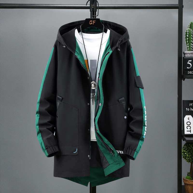 Large Size Windbreaker Mens Mid-length Extra-large Casual t图片