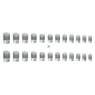 24 pieces of silver French fake nails, wearing nail stickers