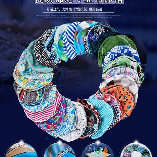 LowPrice Promotion Polyester Swimming Cap FloralBlack Comfor