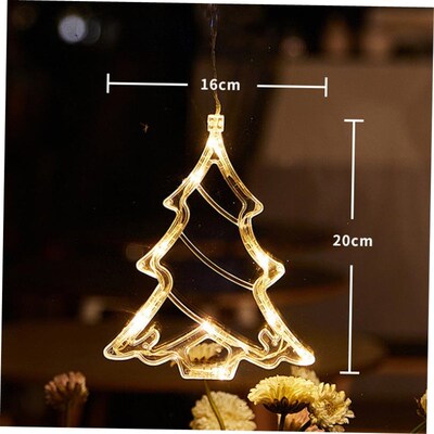 Christmas LED Light Snowflake Santa Hanging Sucker Lamp Wind