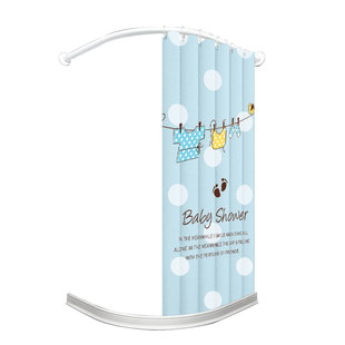 弧形磁性浴帘装 卡通卫生间防水布加厚防霉浴室L形磁吸帘 免打孔