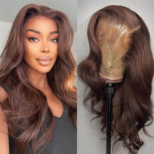 #4 Chocolate Honey Brown Colored Human Hair Wigs For Women 1