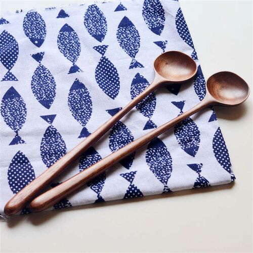 -Long handle round head stirring spoon sauce wooden spoon ho