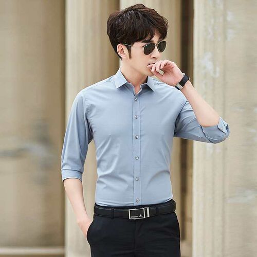 Casual Shirt Mens Black Shirt Slim-fit tendy Business Dress