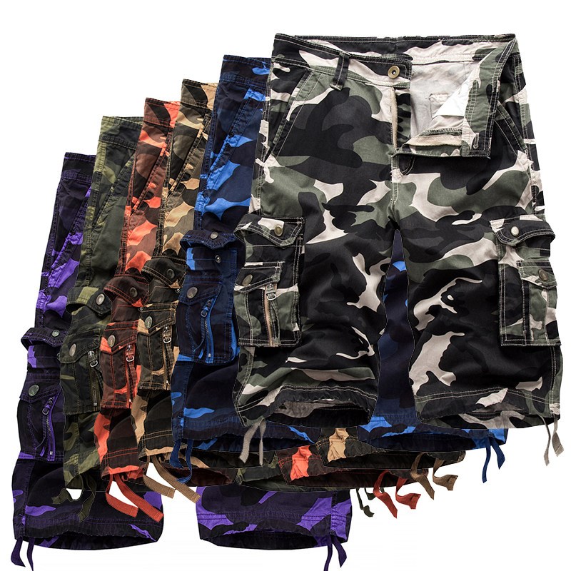 2022 Military Camo Cargo Shorts Summer Fashion Camouflage Mu - 实物图