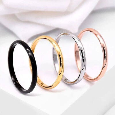 2mm Thin Stackable Ring Stainless Steel Plain Band Knuckle M