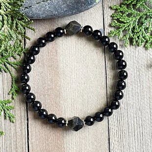 1 Pc Black Tourmaline Obsidian Bracelet Men And Women, The I