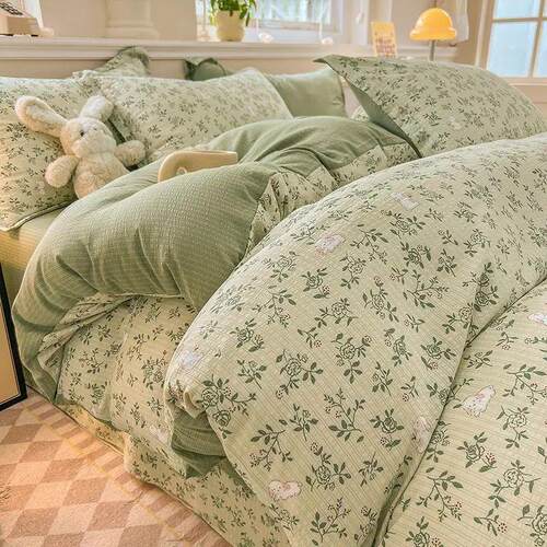 Yellow Floral Bedding Set Soft Ins Single Double Queen Size