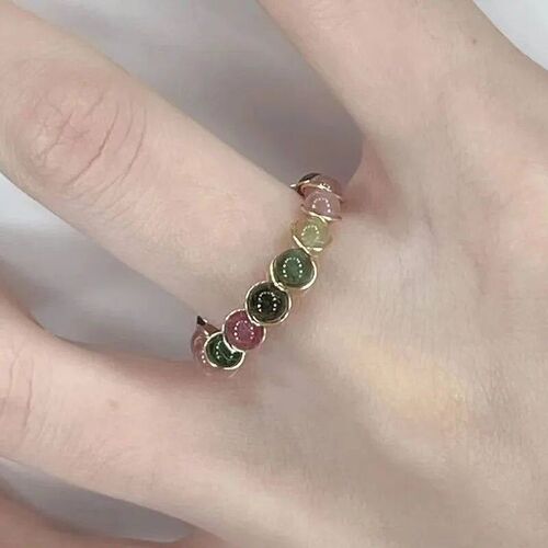 Healing Crystal Natural Stone Bead Ring Men Women Handmade B