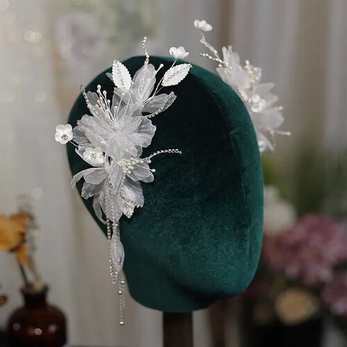 White Gauze Fairy Bride barrettes clips hair wear Fluttering