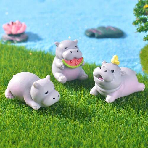 4pcs Funny Cute Hippo Animal Ornament Car Decoration Craft