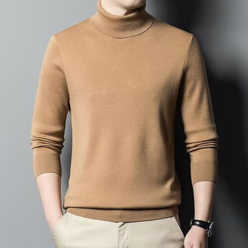 High Collar Sweater 2025 Mens Solid Color Youth Middleaged S