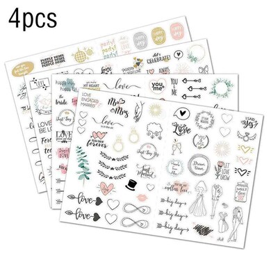 230pcs Wedding Bliss ers Waterproof Removable Wedding Theme