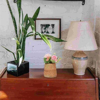Rattan Storage Tube Pens Holder Pencil Pots Office