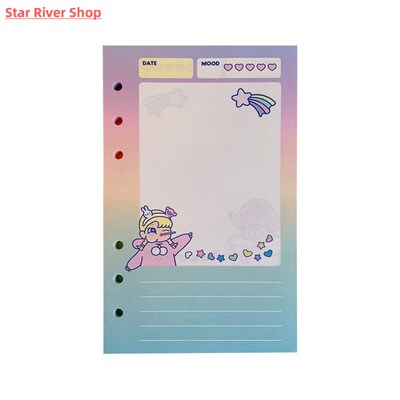 50sheets A6 Cartoon Ring Binder Paper Refill Notebook Cute D