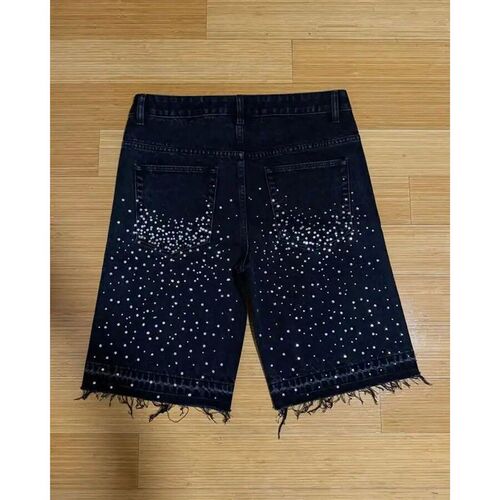 Vintage Cross Rhinestone Denim Shorts  Jeans Mens Womens Har