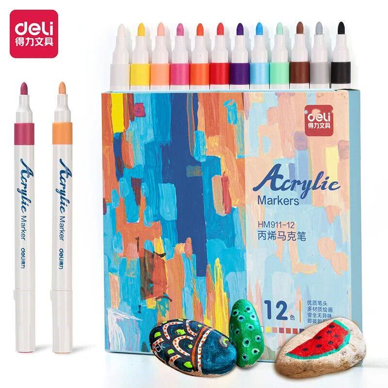 Deli 6/12 Colors Acrylic Paint Marker Pen Acrylic Marker Set图片
