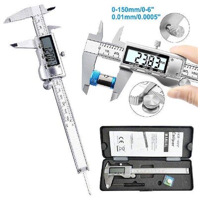 150mm/6Inch Digital Caliper Measuring Tool Easy Switch From