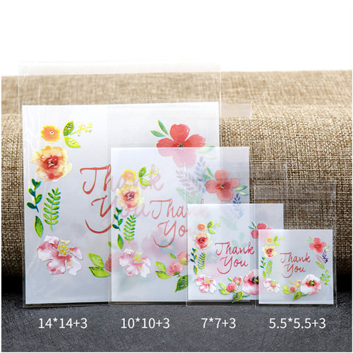 100Pcs Plastic Bags Thank you Cookie&Candy Bag Self-Adhe