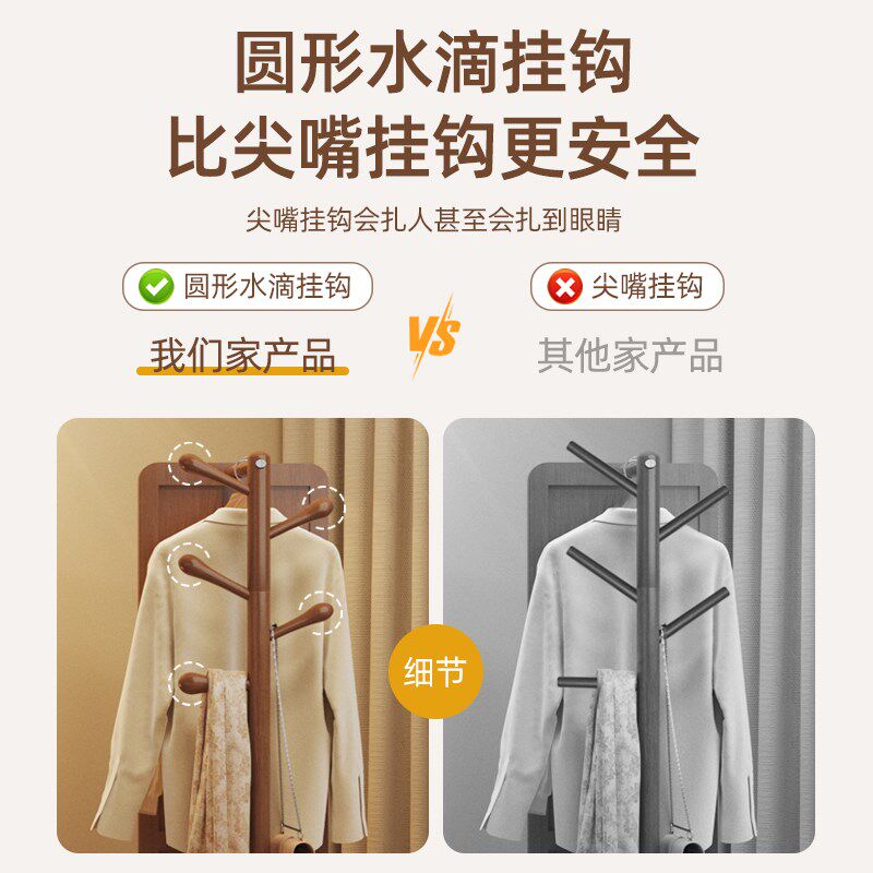 可旋转钢化实木全身镜子卧室衣帽间挂衣架穿衣镜一体多功能落地镜,住宅家具,衣挂一体镜,淘宝优惠券,粉丝福利购,淘宝优惠卷