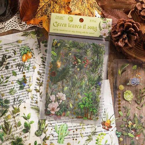 1pack Transparent Flowers Plants PET Decorative Stickers Dia