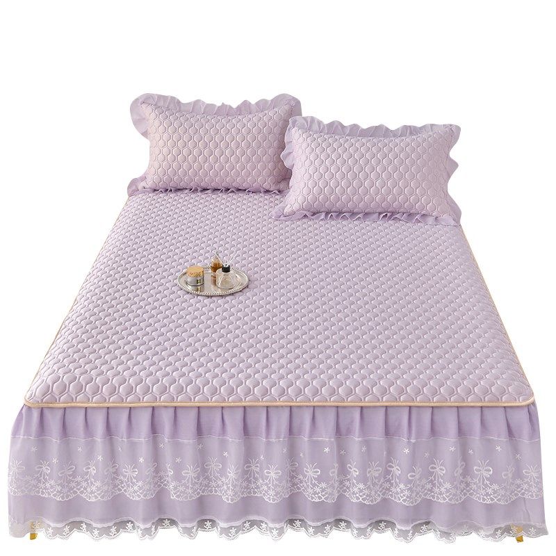 公主风床裙款乳胶凉席三件夏季冰丝席可机洗软席子夏天202新款,床上用品,冰丝席,淘宝优惠券,粉丝福利购,淘宝优惠卷