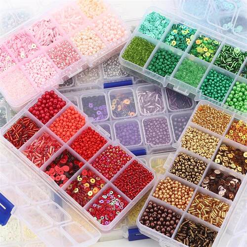 Premium 10 Grid Multi-color Imitation Pearl Beads, Rice Bead