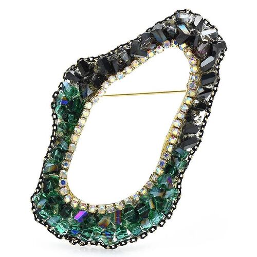 Handmade Circle Geometric Crystal Brooches For Women Unisex