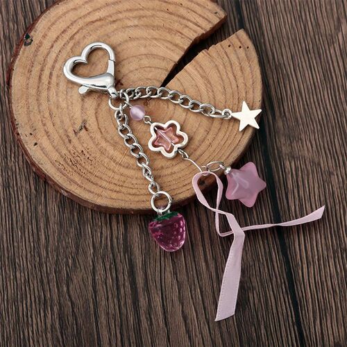 Fashion Flower Star Love Bow Strawberry Pendant Acrylic Keyc