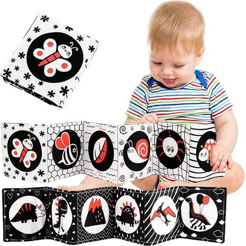 Baby Soft Cloth Book Black and White High Contrast Sensory T