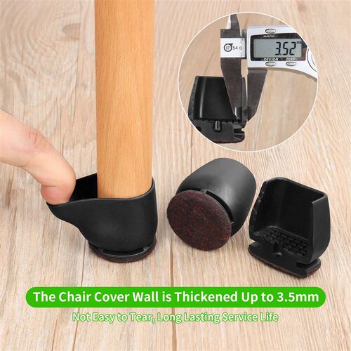 Black Chair Leg Protectors Foot ver Diagonal with Thick Wrap
